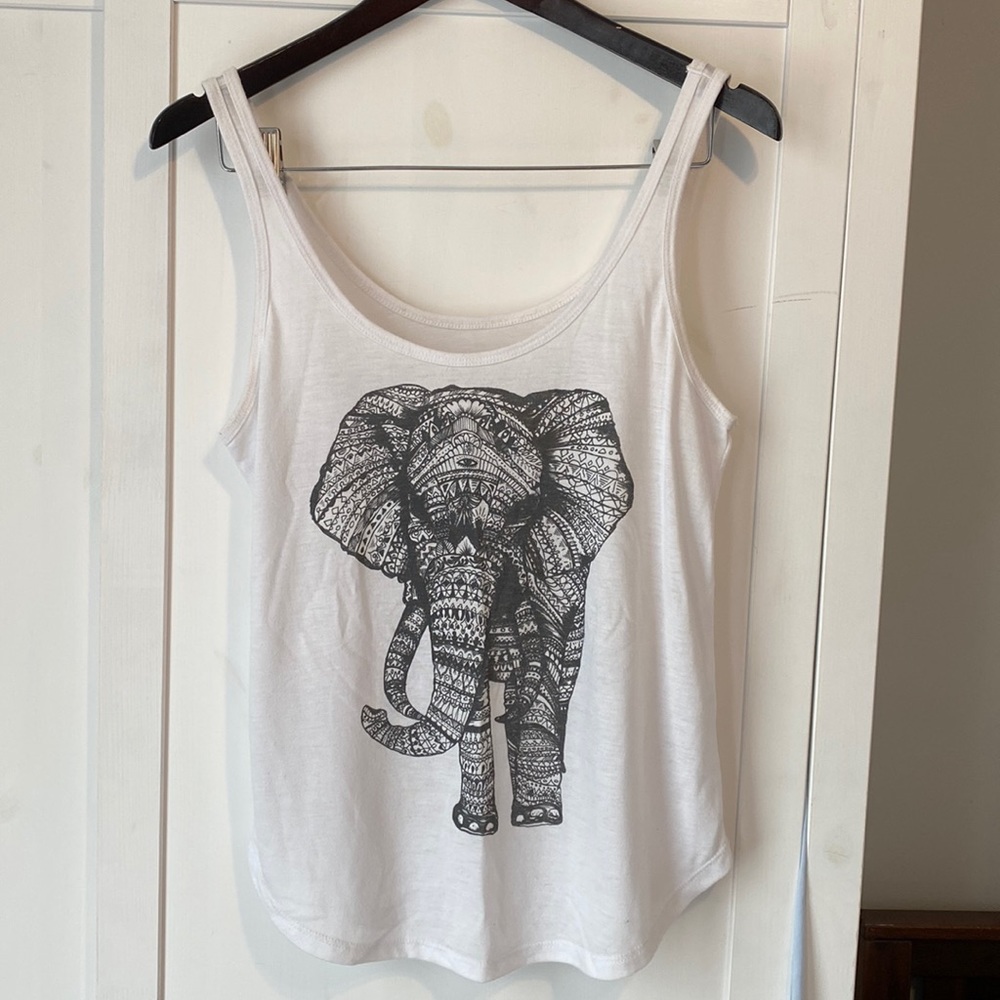 White Billabong Tank Top with Elephant